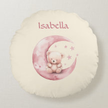 Joli ours en peluche sur lune rose