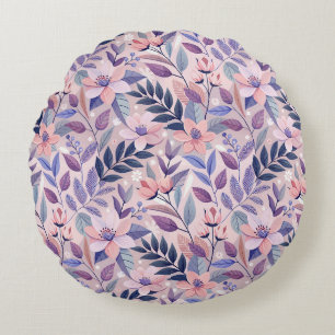 Coussins Ronds Joli Retro Lilac Floral Illustration