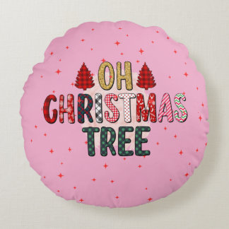Coussins Ronds Joli rose OH arbre de Noël personnalisé photo de f