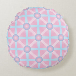 Coussins Ronds Joli rose, violet et motif bleu clair