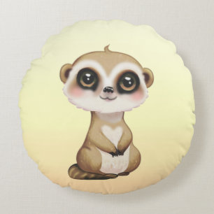 Coussins Ronds Joli suricate sur fond beige clair