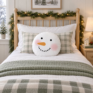 Coussins Ronds Joli visage de bonhomme de neige Noël Vacances Hiv