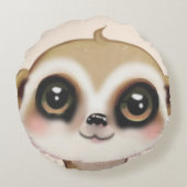 Coussins Ronds Joli visage de suricate sur fond beige sable clair (Dos)