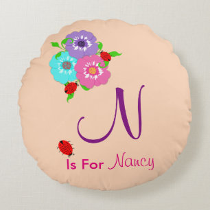 Coussins Ronds Joli Whimsy Nom personnalisé bébé