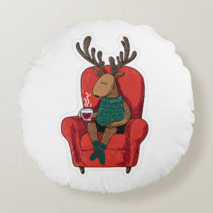 Coussins Ronds Joli Xmas Renne se Détendant