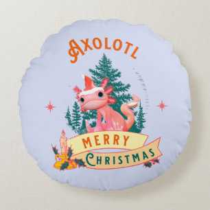 Coussins Ronds Jolie Axolotl Joyeux Noël Art de Fêtes