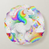 Coussins Ronds Jolie licorne arc-en-ciel avec personnalisation (Dos)
