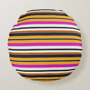 Coussins Ronds Jolies rayures noires orange