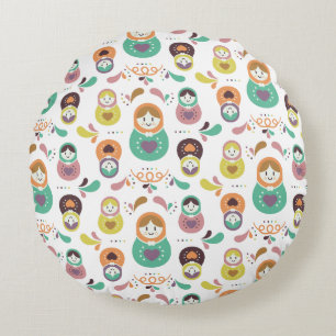 Coussins Ronds Jolis poupées russes Matryoshka colorées