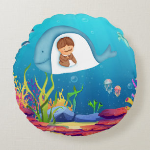 Coussins Ronds Jonah et l'oreiller à lancer rond pour les enfants