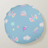 Coussins Ronds Jote Unicorne face arc-en-ciel dégradé fête d'anni (Dos)