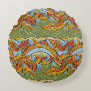 Coussins Ronds Jouer Dolphins Motif 2- Design inspiré par l'océan