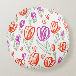 Coussins Ronds Jouer fleur de tulipe naïve sans couture motif