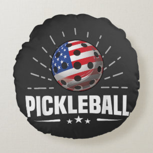 Coussins Ronds Joueur de pickleball avec drapeau américain