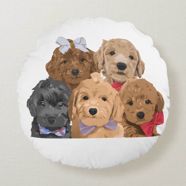 Coussins Ronds Jour des chiots (Devant)