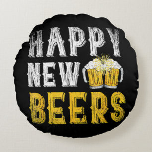 Coussins Ronds Joyeuse fête de la bière du Nouvel An