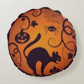 Coussins Ronds Joyeuse lanterne d'Halloween araignées et chauves- (Dos)
