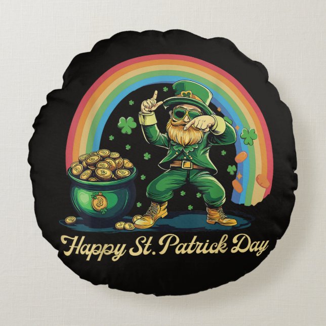 Coussins Ronds Joyeuse Saint-Patrick Drôle Leprechaun (Devant)