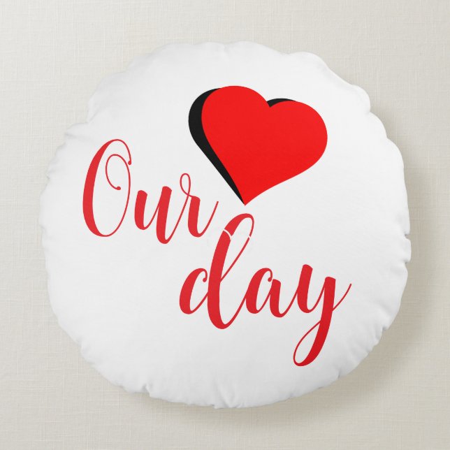 Coussins Ronds Joyeuse Saint-Valentin (Devant)