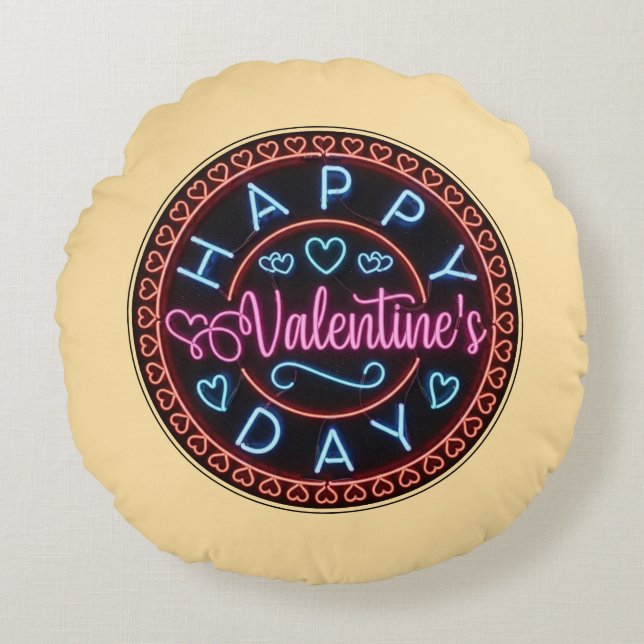 Coussins Ronds Joyeuse Saint-Valentin Cercle Design-67128 (Devant)
