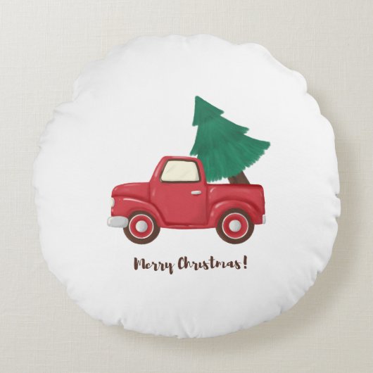 Coussins Ronds Joyeuse voiture de Noël (Devant)