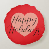 Coussins Ronds Joyeuses Fêtes Joyeux Noël Période de Vacances Cœu (Dos)