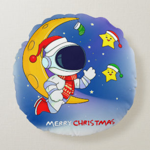 Coussins Ronds Joyeux astronaute de Noël