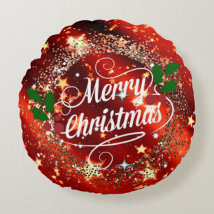 Coussins Ronds Joyeux Christmans, parties scintillant et brillanc