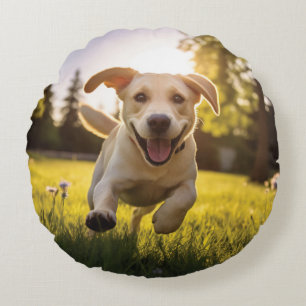 Coussins Ronds Joyeux Labrador Puppy Running