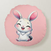 Coussins Ronds Joyeux lapin aquarelle (Devant)