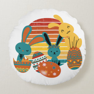 Coussins Ronds Joyeux lapin, Oeuf de Pâques, Mignonne
