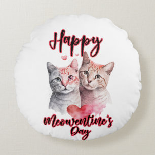 Coussins Ronds Joyeux Meowentine's Day Chat Couple Valentine's
