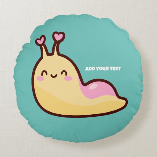 Coussins Ronds Joyeux mignon Slug Texte personnalisé (Devant)
