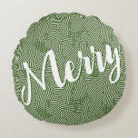 Coussins Ronds Joyeux Noël<br><div class="desc">Joyeux dans une écriture blanche chic sur un motif de gribouillis et de points blancs, ce coussin vert rond est parfait pour décorer votre maison pour les vacances. CORRESPONDRE des articles dans notre magasin.</div>