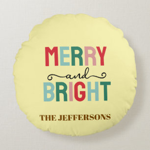 Coussins Ronds Joyeux Noël Bonne Année en famille