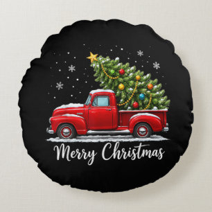 Coussins Ronds Joyeux Noël Camion Rouge Sapin Hommes Femmes