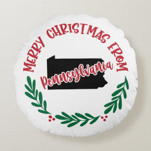Coussins Ronds Joyeux Noël de Pennsylvanie US Red Green