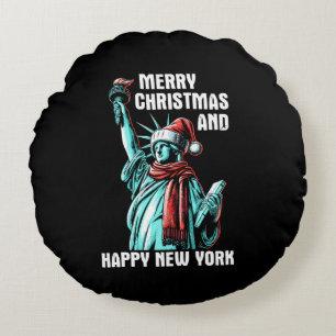 Coussins Ronds Joyeux Noël et Bonne Année New York - Drôle de Chr