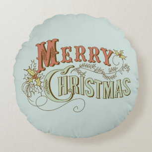 Coussins Ronds Joyeux Noël Fancy Texte Design 2