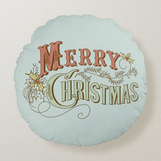 Coussins Ronds Joyeux Noël Fancy Texte Design 2 (Devant)