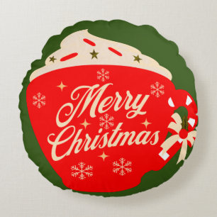 Coussins Ronds Joyeux Noël Frosting Snowflakes Sprinkings