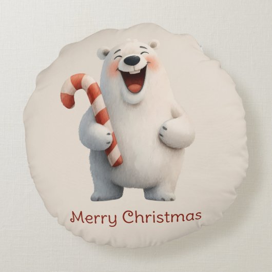 Coussins Ronds Joyeux Noël mignon Ours Polaire Design (Dos)