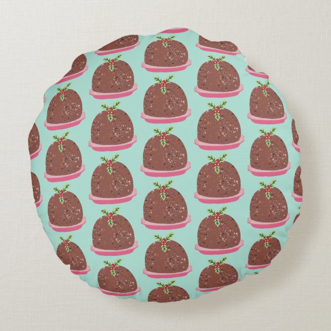 Coussins Ronds Joyeux Noël Moderne Pudding Illustration (Dos)
