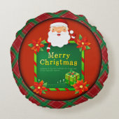 Coussins Ronds Joyeux Noël Père Noël Tartan Plaid (Dos)