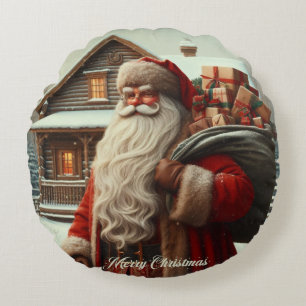 Coussins Ronds Joyeux Noël vintage Père Noël