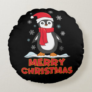 Coussins Ronds Joyeux Pingouin mignon de Noël