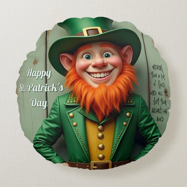 Coussins Ronds Joyeux St. Patrick's Day Leprechaun (Devant)