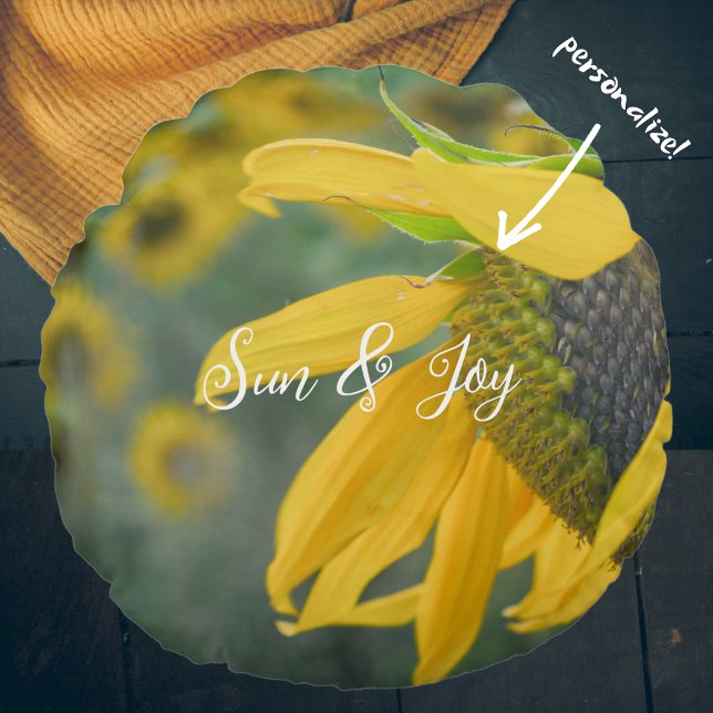 Coussins Ronds Joyeux tournesol rustique (Créateur téléchargé)