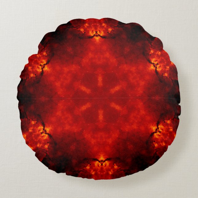 Coussins Ronds Kaleidoscope flamboyant flocon de neige Orange Gra (Devant)