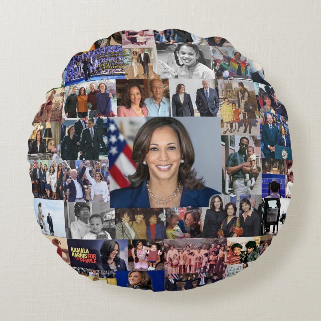 Coussins Ronds Kamala Harris Collage Jeu d'oreiller (Devant)